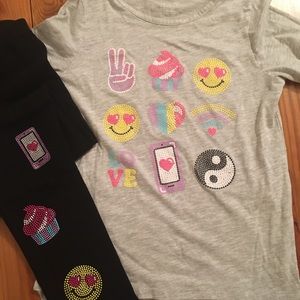 Girls XL size 14 lot emoji outfit and shirt
